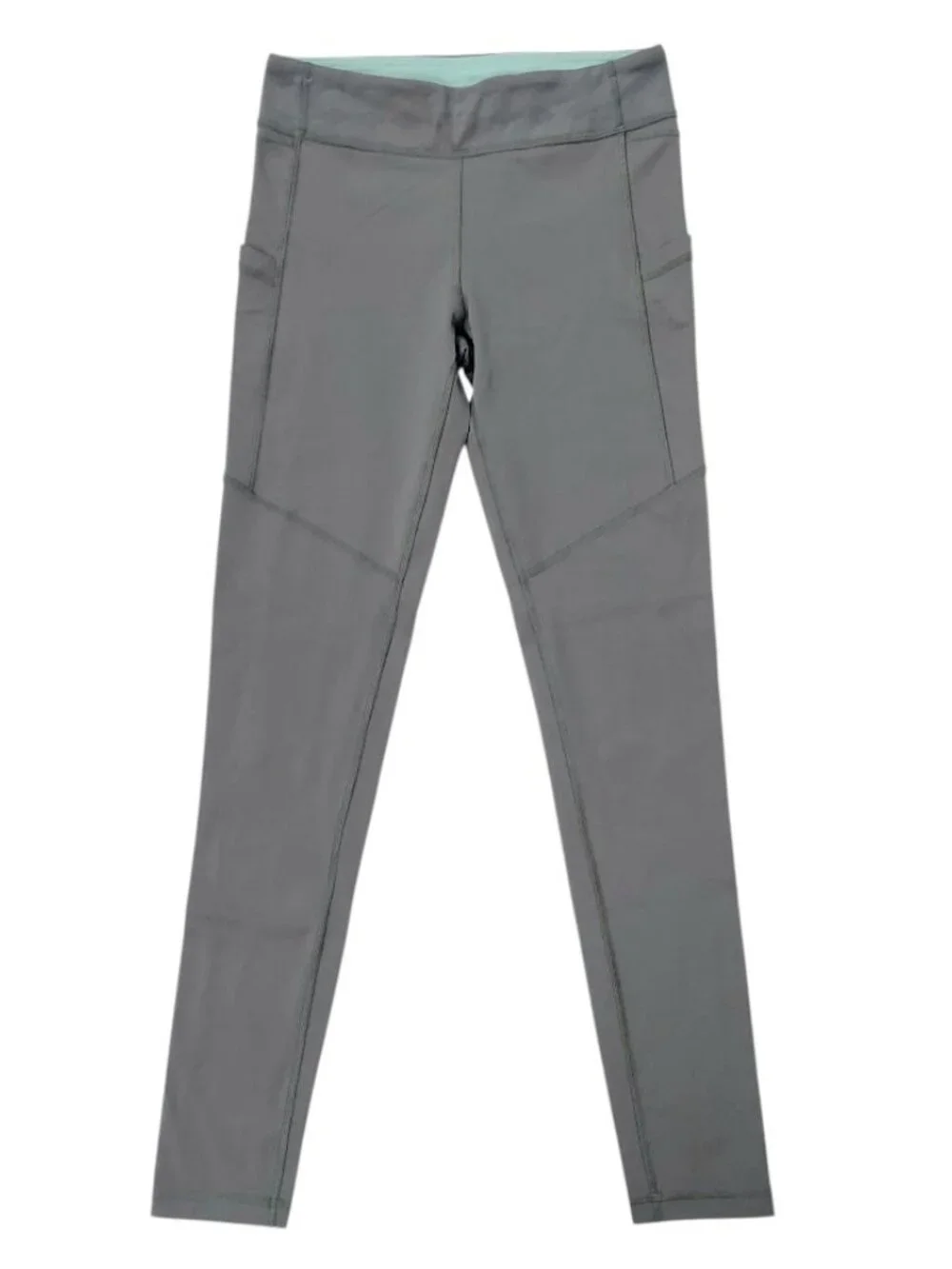 Ivivva Lululemon Leggings Girls Youth 14 Gray Athletic Pockets Reflective Calf
